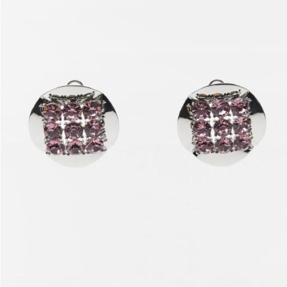 NWT. Zara Silver Circular Rhinestone Earrings. - Picture 1 of 7